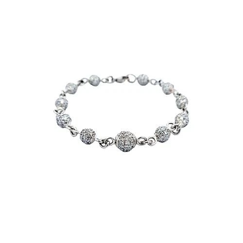 PLATINUM LINK BRACELET WITH 13.60CT G-SI1 ROUND BRILLIANT DIAMOND SPHERES (1 of 2)