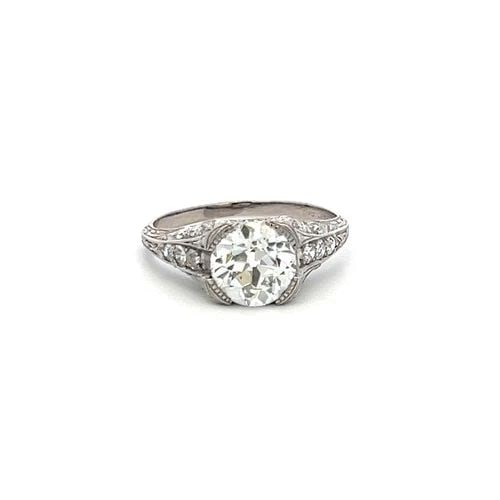 1.92 CARAT OLD EUROPEAN CUT K-I SI1 DIAMOND PLATINUM ART DECO RING (1 of 2)