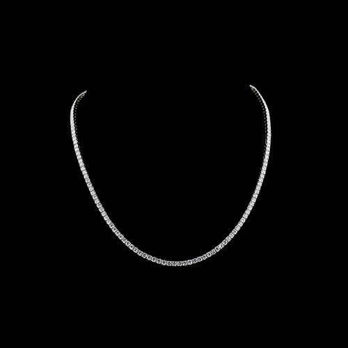 LAB-GROWN 10.44 CARAT ROUND E-F-VS2 DIAMOND 14K WHITE GOLD TENNIS NECKLACE (1 of 2)