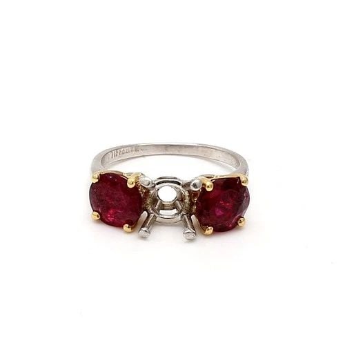 TIFFANY & CO 2.30 CARAT OVAL SHAPE RUBY PLATINUM SEMI MOUNT RING (1 of 1)