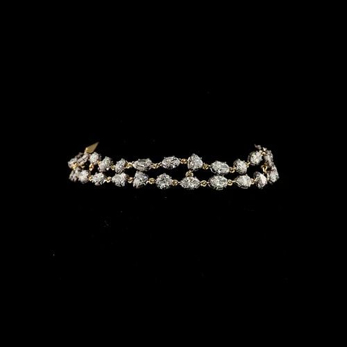 LAB-GROWN 8.5 CARAT MIX E-F-VS1 DIAMOND 14K YELLOW GOLD STATION BRACELET (1 of 1)