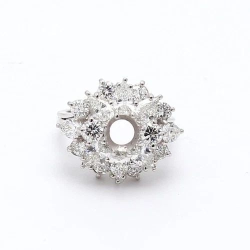 3.90 CARAT PEAR SHAPE AND ROUND BRILLIANT H VS2 DIAMOND PLATINUM SEMI MOUNT RING (1 of 2)