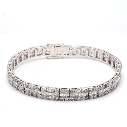 7.00 CARAT ROUND BRILLIANT J VS2 DIAMOND 14 KARAT WHITE GOLD TENNIS BRACELET (1 of 2)