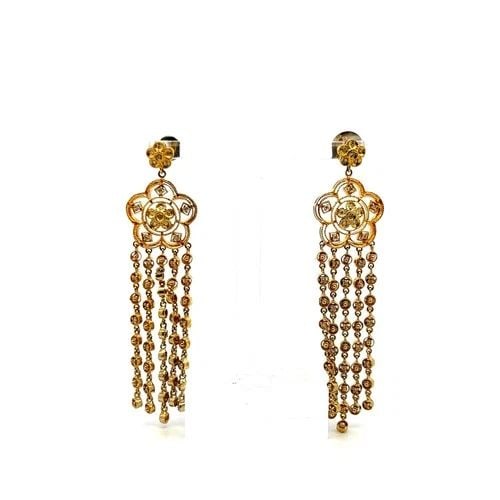 VINTAGE 18K YELLOW GOLD DANGLING EARRINGS WITH 0.5 CARAT ROUND DIAMONDS: VINTAGE 18K YELLOW GOLD DANGLING EARRINGS WITH 0.5 CARAT ROUND DIAMONDS VINTAGE 18K YELLOW GOLD DANGLING EARRINGS WITH 0.5 CARAT ROUND DIAMONDS PRODUCT DESCRIPTION Video: Video Link Detailed Descripti