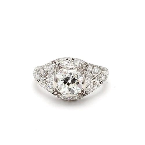 1.66 CARAT OLD MINER CUT I I1 AND OLD EUROPEAN CUT L SI2 DIAMOND PLATINUM ART DE (1 of 2)