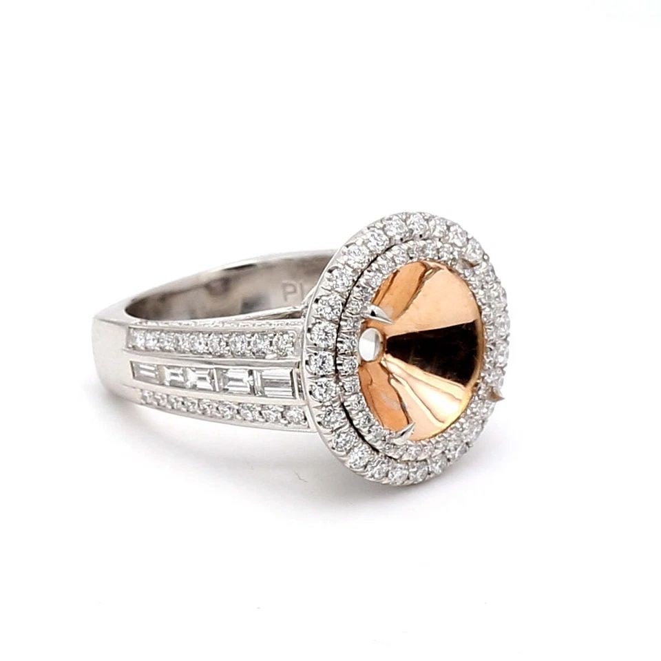 3.25 CARAT BAGUETTE AND ROUND BRILLIANT DIAMOND PLATINUM SEMI MOUNT RING: 3.25 CARAT BAGUETTE & ROUND BRILLIANT DIAMOND PLATINUM SEMI MOUNT RING Title: 3.25 Carat Baguette Shape H VS1 and Round Brilliant H VS2 Diamond Platinum Semi Mount Ring Style: Semi Mount Metal: Platin