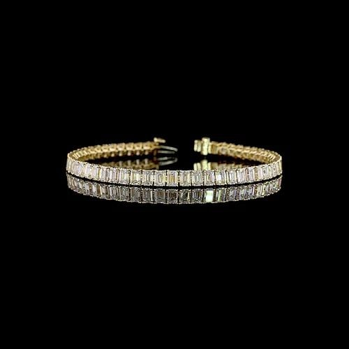 LAB-GROWN 11.59 CARAT EMERALD E-F-VS1 DIAMOND 14K YELLOW GOLD TENNIS BRACELET: LAB-GROWN 11.59 CARAT EMERALD E-F-VS1 DIAMOND 14K YELLOW GOLD TENNIS BRACELET LAB-GROWN 11.59 CARAT EMERALD E-F-VS1 DIAMOND 14K YELLOW GOLD TENNIS BRACELET PRODUCT DESCRIPTION Title: High-quality Bran
