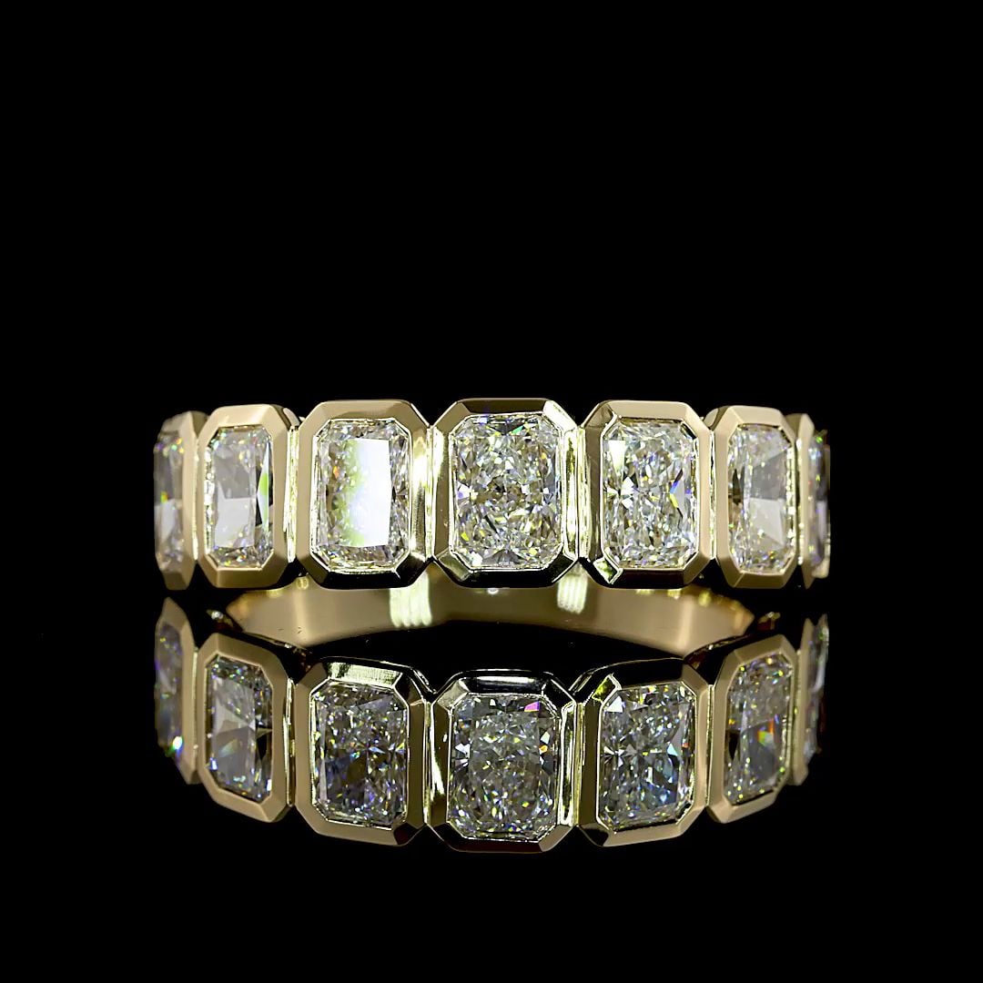 LAB-GROWN 1.98 CARAT RADIANT E-F-VS+ DIAMOND 14K YELLOW GOLD HALF ETERNITY BAND (1 of 1)