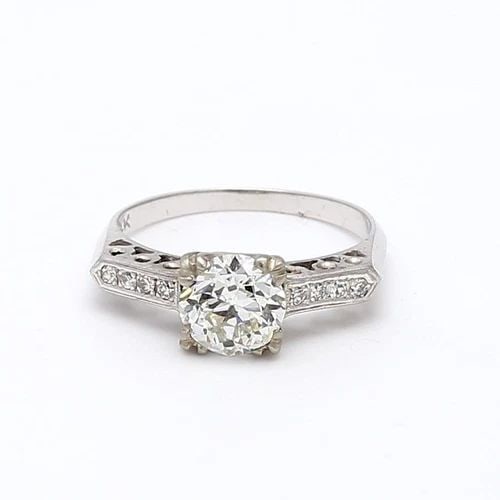 1.36 CARAT CIRCULAR BRILLIANT CUT DIAMOND 14 KARAT WHITE GOLD ENGAGEMENT RING (1 of 2)