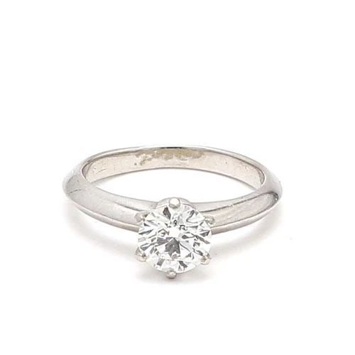 TIFFANY & CO.. 0.75 CARAT F-VVS1 DIAMOND PLATINUM ENGAGEMENT RING (1 of 2)