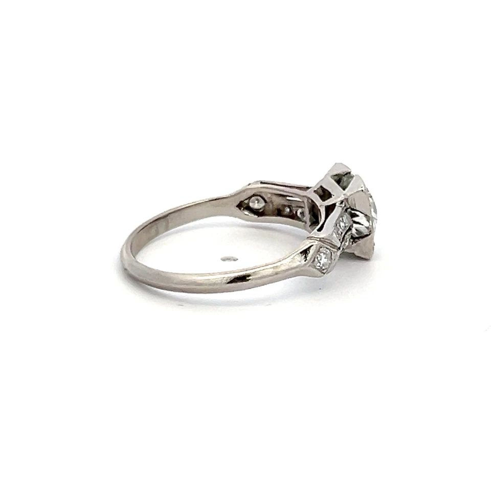 1.33 CARAT OLD EUROPEAN CUT J-H VS2-SI1 DIAMOND PLATINUM ART DECO RING: 1.33 CARAT OLD EUROPEAN CUT J-H VS2-SI1 DIAMOND PLATINUM ART DECO RING 1.33 Carat Old European Cut J-H VS2-SI1 Diamond Platinum Art Deco Ring 950 Engagement Ring Details Department Unisex Adults Main 