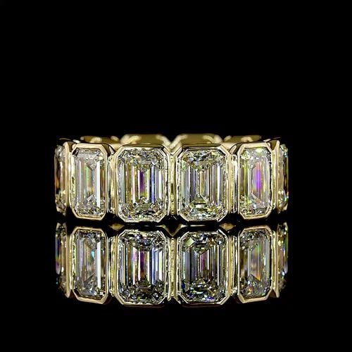 LAB-GROWN 12.33 CARAT EMERALD E-F-VS1 DIAMOND 14K YELLOW GOLD ETERNITY BAND: LAB-GROWN 12.33 CARAT EMERALD E-F-VS1 DIAMOND 14K YELLOW GOLD ETERNITY BAND LAB-GROWN 12.33 CARAT EMERALD E-F-VS1 DIAMOND 14K YELLOW GOLD ETERNITY BAND PRODUCT DESCRIPTION Title: High-quality Brand-Ne