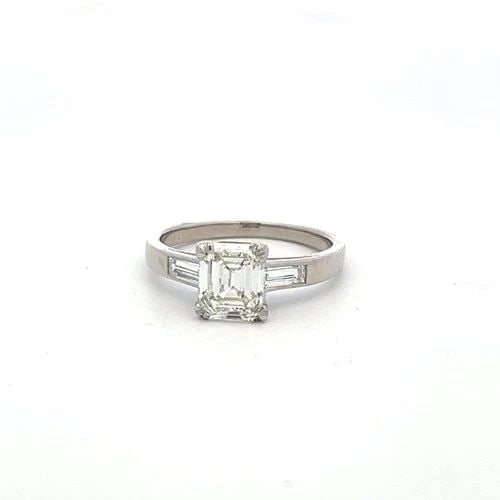PLATINUM ENGAGEMENT RING WITH 1.07 CARAT EMERALD CUT I-VVS2 GIA DIAMOND: PLATINUM ENGAGEMENT RING WITH 1.07 CARAT EMERALD CUT I-VVS2 GIA DIAMOND Detailed Description: Elevate your engagement with this vintage platinum ring, featuring a stunning 1.07 carat emerald cut diamo