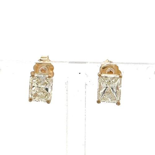 2.29 CARAT RADIANT CUT L-K VS1-SI1 DIAMOND 14 KARAT YELLOW GOLD STUD EARRINGS (1 of 2)