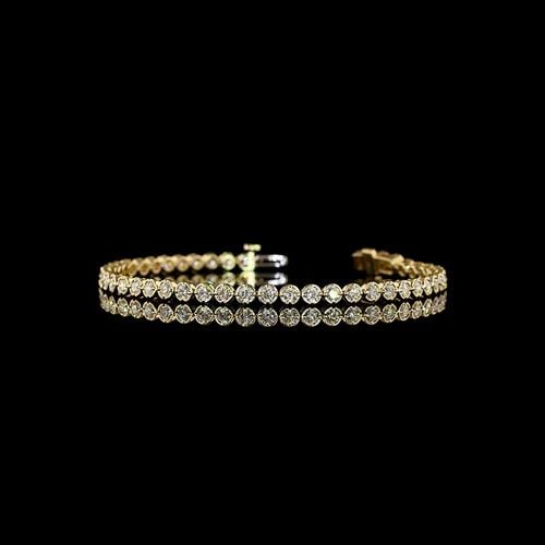 LAB-GROWN 2.87 CARAT ROUND E-F-VS+ DIAMOND 14K YELLOW GOLD TENNIS BRACELET: LAB-GROWN 2.87 CARAT ROUND E-F-VS+ DIAMOND 14K YELLOW GOLD TENNIS BRACELET Title: High-quality Brand-New Echo Friendly Elegant Lab-Grown 2.87 Carat Round E-F-VS+ Diamond 14K Yellow Gold Tennis Bracele