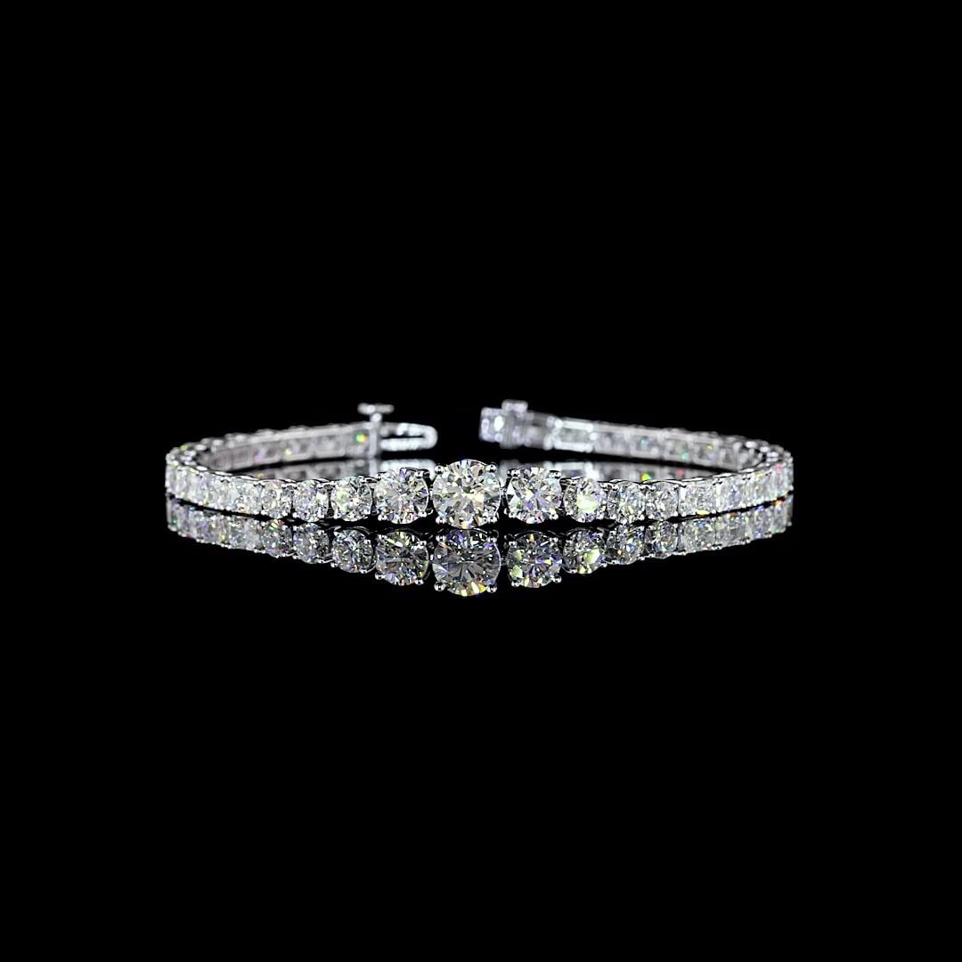 LAB-GROWN 10.51 CARAT ROUND D-VS DIAMOND 14K WHITE GOLD RIVIERA BRACELET: LAB-GROWN 10.51 CARAT ROUND D-VS DIAMOND 14K WHITE GOLD RIVIERA BRACELET Title: High-quality Brand-New Echo Friendly Elegant Lab-Grown 10.51 Carat Round D-VS Diamond 14K White Gold Riviera Bracelet Vi