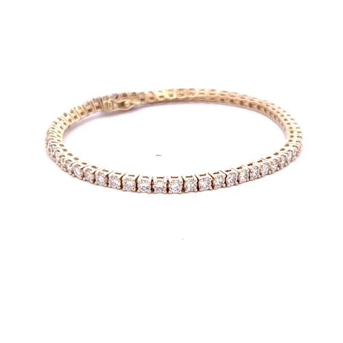 4.50 CARAT ROUND BRILLIANT H SI1 DIAMOND 14 KARAT YELLOW GOLD TENNIS BRACELET: 4.50 CARAT ROUND BRILLIANT H SI1 DIAMOND 14 KARAT YELLOW GOLD TENNIS BRACELET Title: 4.50 Carat Round Brilliant H SI1 Diamond 14 Karat Yellow Gold Tennis Bracelet Style: Tennis Metal: 14 Karat Yellow 