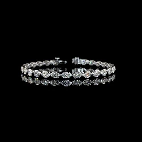 LAB-GROWN 7.65 CARAT OVAL E-F-VS1 DIAMOND 14K WHITE GOLD TENNIS BRACELET (1 of 2)