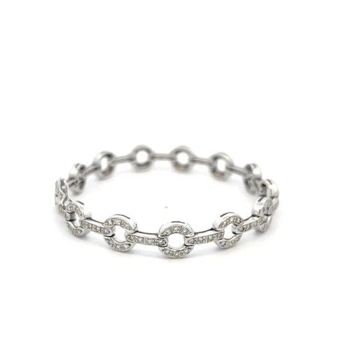 VINTAGE 18K WHITE GOLD LINK BRACELET WITH 1.89 CARAT ROUND H-SI DIAMONDS (1 of 2)