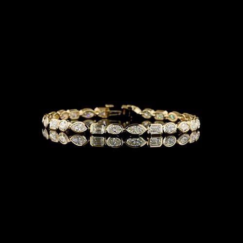 LAB-GROWN 7.59 CARAT MIX E-F-VS DIAMOND 14K YELLOW GOLD TENNIS BRACELET: LAB-GROWN 7.59 CARAT MIX E-F-VS DIAMOND 14K YELLOW GOLD TENNIS BRACELET Title: High-quality Brand-New Echo Friendly Elegant Lab-Grown 7.59 Carat MIX E-F-VS Diamond 14K Yellow Gold Tennis Bracelet Vide