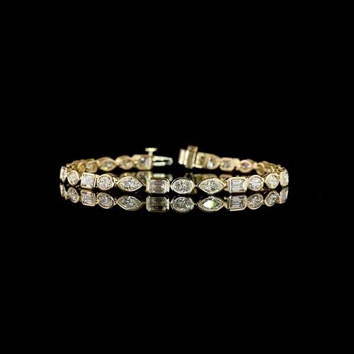 LAB-GROWN 7.92 CARAT EMERALD E-F-VS1 DIAMOND 14K YELLOW GOLD TENNIS BRACELET: LAB-GROWN 7.92 CARAT EMERALD E-F-VS1 DIAMOND 14K YELLOW GOLD TENNIS BRACELET Title: High-quality Brand-New Echo Friendly Elegant Lab-Grown 7.92 Carat Emerald E-F-VS1 Diamond 14K Yellow Gold Tennis Bra