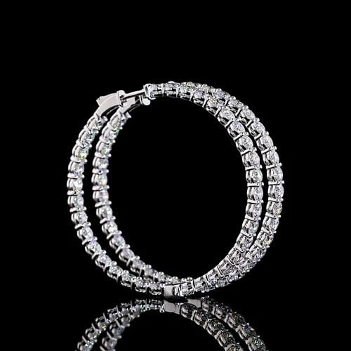 LAB-GROWN 10.07 CARAT ROUND E-F-VS1 DIAMOND 14K WHITE GOLD HOOPS EARRINGS: LAB-GROWN 10.07 CARAT ROUND E-F-VS1 DIAMOND 14K WHITE GOLD HOOPS EARRINGS Title: High-quality Brand-New Echo Friendly Elegant Lab-Grown 10.07 Carat Round E-F-VS1 Diamond 14K White Gold Hoops Earrings 