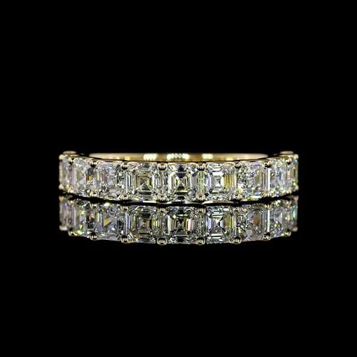 LAB-GROWN 2.12 CARAT ASSCHER E-F-VS+ DIAMOND 14K YELLOW GOLD HALF ETERNITY BAND: LAB-GROWN 2.12 CARAT ASSCHER E-F-VS+ DIAMOND 14K YELLOW GOLD HALF ETERNITY BAND Title: High-quality Brand-New Echo Friendly Elegant Lab-Grown 2.12 Carat Asscher E-F-VS+ Diamond 14K Yellow Gold Half Et