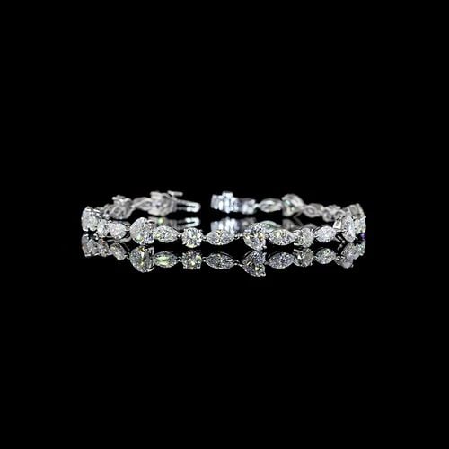 LAB-GROWN 9.89 CARAT MIX E-F-VVS2 DIAMOND 14K WHITE GOLD TENNIS BRACELET: LAB-GROWN 9.89 CARAT MIX E-F-VVS2 DIAMOND 14K WHITE GOLD TENNIS BRACELET Title: High-quality Brand-New Echo Friendly Elegant Lab-Grown 9.89 Carat MIX E-F-VVS2 Diamond 14K White Gold Tennis Bracelet Vi