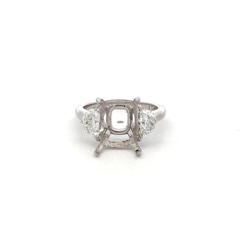 PLATINUM SEMI MOUNT RING 0.99CT HALF MOON DIAMONDS FITS 10.8X8.3MM E SI1/VS1 GIA (1 of 2)