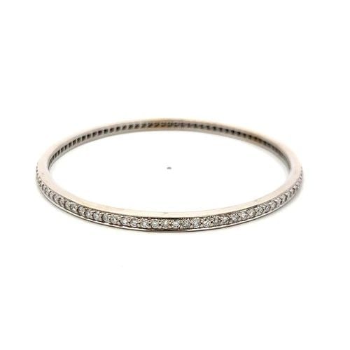 VINTAGE 18K WG BANGLE BRACELET WITH 2.5 CARAT ROUND H-SI DIAMONDS SIZE 7.5 (1 of 2)