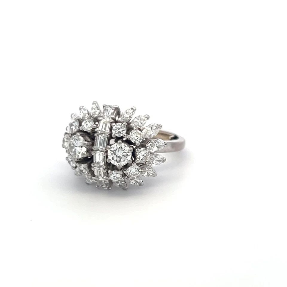 PLATINUM COCKTAIL RING WITH 3.85 CARAT ROUND AND MULTI SHAPE F-VS DIAMONDS (1 of 1)