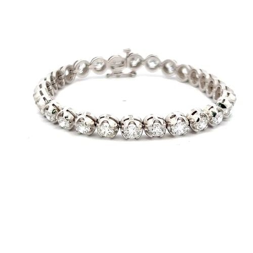 LAB-GROWN 10.38 CARAT ROUND BRILLIANT DIAMOND 14K WHITE GOLD TENNIS BRACELET (1 of 2)
