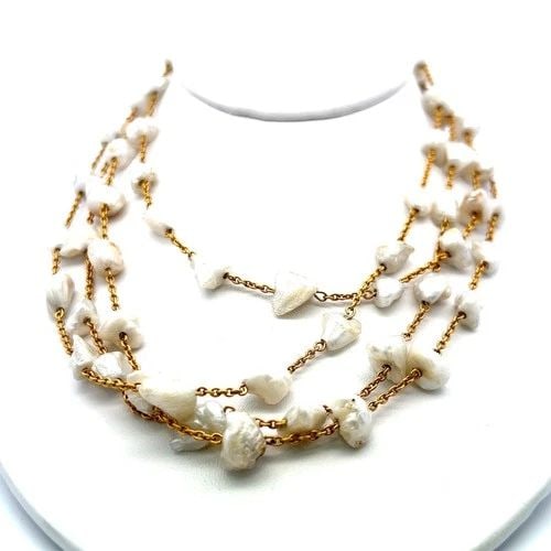 9.6 TO 13.10MM BAROQUE PEARL 14 KARAT YELLOW GOLD CHAIN NECKLACE: 9.6 TO 13.10MM BAROQUE PEARL 14 KARAT YELLOW GOLD CHAIN NECKLACE Title: 1.00 Carat Pearl 14 Karat Yellow Gold Chain Necklace Style: Chain Metal: 14 Karat Yellow Gold Gemstone 1: 1 Carat PEAR Number of
