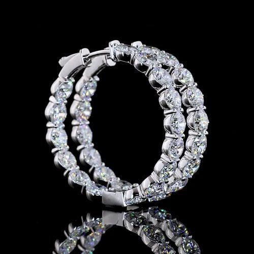 LAB-GROWN 10.03 CARAT ROUND E-F-VS1 DIAMOND 14K WHITE GOLD HOOPS EARRINGS: LAB-GROWN 10.03 CARAT ROUND E-F-VS1 DIAMOND 14K WHITE GOLD HOOPS EARRINGS Title: High-quality Brand-New Echo Friendly Elegant Lab-Grown 10.03 Carat Round E-F-VS1 Diamond 14K White Gold Hoops Earrings 
