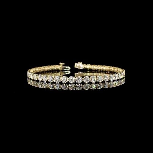 LAB-GROWN 10.53 CARAT ROUND E-F-VS DIAMOND 14K YELLOW GOLD TENNIS BRACELET: LAB-GROWN 10.53 CARAT ROUND E-F-VS DIAMOND 14K YELLOW GOLD TENNIS BRACELET LAB-GROWN 10.53 CARAT ROUND E-F-VS DIAMOND 14K YELLOW GOLD TENNIS BRACELET Not Found