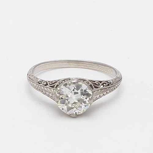 1.11 CARAT OLD EUROPEAN CUT L VVS2 DIAMOND PLATINUM ENGAGEMENT RING (1 of 1)