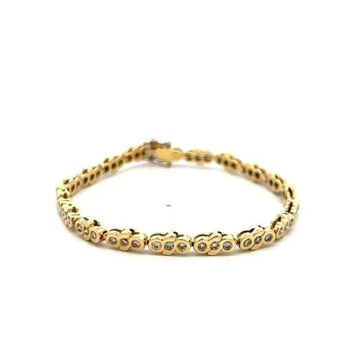 1.11CT ROUND DIAMOND TENNIS BRACELET IN 14K YELLOW GOLD VINTAGE ESTATE (1 of 2)