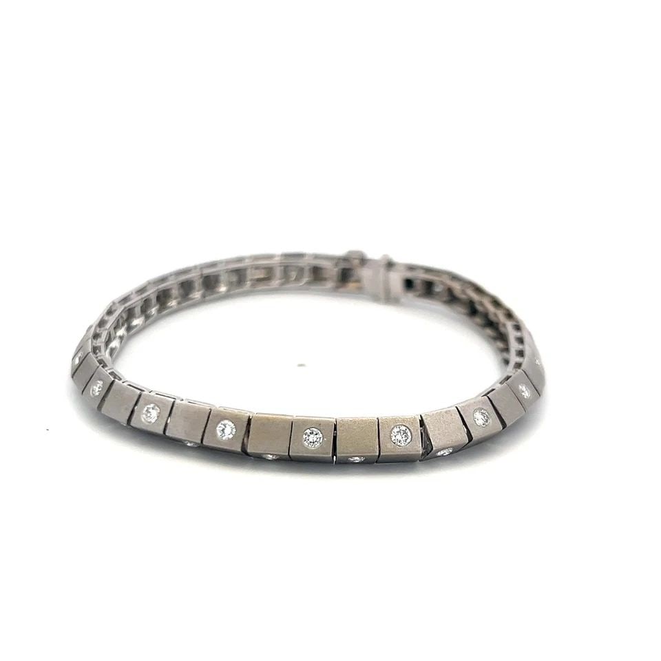 1.20 CARAT DIAMOND 14K WHITE GOLD STATION LINK BRACELET G VS VINTAGE (1 of 1)
