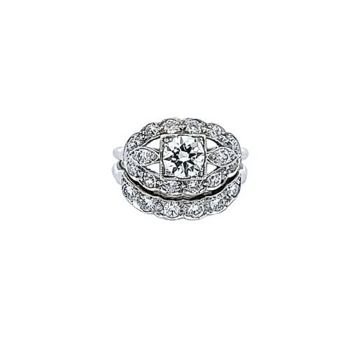 1.95 CARAT OLD EUROPEAN AND CIRCULAR BRILLIANT DIAMOND PLATINUM ART DECO RING (1 of 2)
