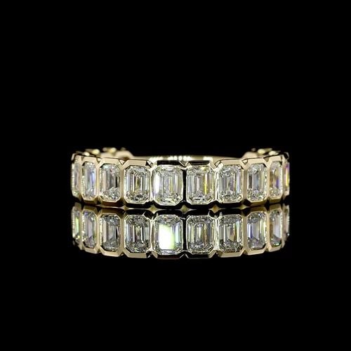 LAB-GROWN 2.19 CARAT EMERALD E-F-VS+ DIAMOND 14K YG 3/4 BAND ETERNITY BAND (1 of 1)