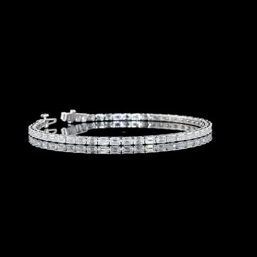 LAB-GROWN 5.19 CARAT EMERALD F-VS2 DIAMOND 14K WG TENNIS BRACELET (1 of 1)