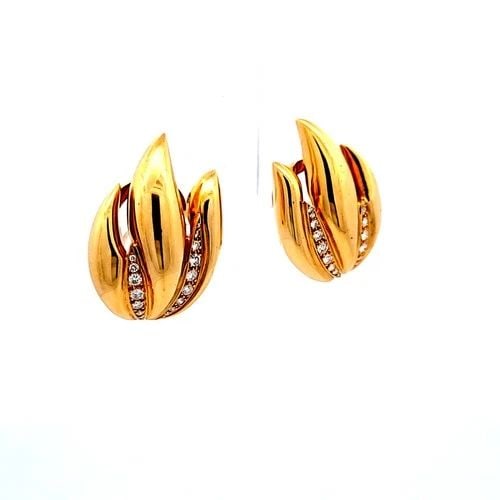 18K YELLOW GOLD CLIP-ON EARRINGS WITH 0.85CT F VS1 ROUND BRILLIANT DIAMONDS (1 of 2)