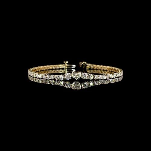 LAB-GROWN 5.48 CARAT HEART E-F-VS DIAMOND 14K YELLOW GOLD TENNIS BRACELET: LAB-GROWN 5.48 CARAT HEART E-F-VS DIAMOND 14K YELLOW GOLD TENNIS BRACELET LAB-GROWN 5.48 CARAT HEART E-F-VS DIAMOND 14K YELLOW GOLD TENNIS BRACELET $5,310.00 PRODUCT DESCRIPTION Title: High-quality Br