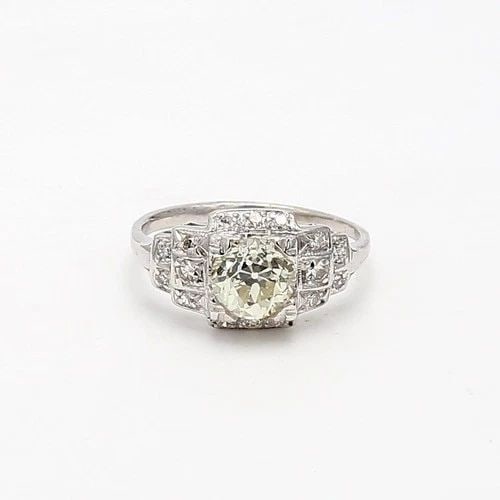 1.26 CARAT OLD EUROPEAN CUT O-P K-L VS DIAMOND PLATINUM ART DECO RING (1 of 2)