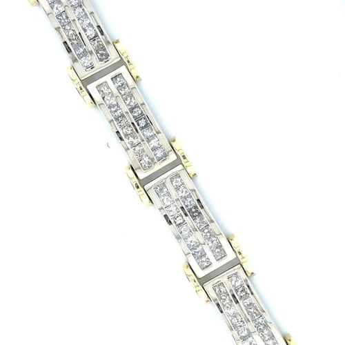 MEN'S 18K GOLD AND DIAMOND ESTATE BRACELET WITH 14.00TDW, CHANEL SET PRINCESS (1 of 2)