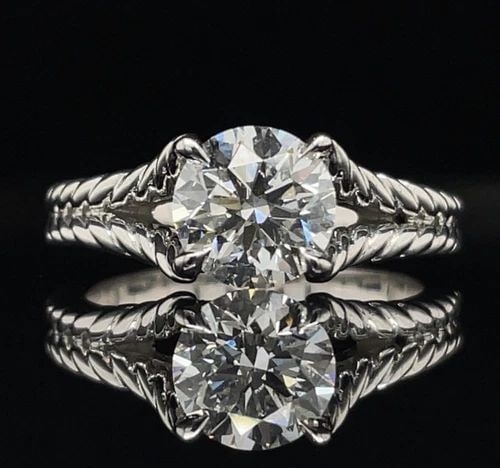 DAVID YURMAN VERONA ENGAGEMENT RING IN PLATINUM 950, 1.21CT CENTER, I, VS2: DAVID YURMAN VERONA ENGAGEMENT RING IN PLATINUM 950, 1.21CT CENTER, I, VS2 David Yurman Verona Engagement Ring in Platinum 950 Featuring a Round Brilliant 1.21ct Center, I, VS2. This gorgeous ring has
