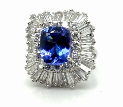4.0CT TANZANITE AND 5.00CT TW DIAMOND TRANSFORMABLE RING/PENDANT 2 RING SHANKS (1 of 2)