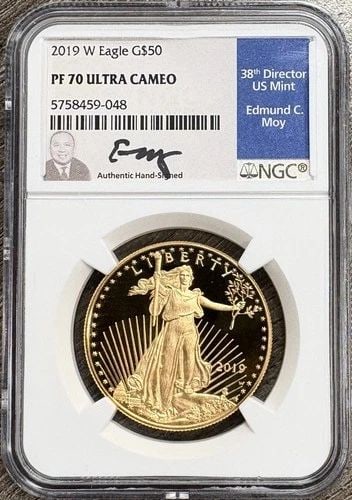 2019 W PROOF AMERICAN GOLD EAGLE $50 1OZ NGC PF70 ULTRA CAMEO MOY SIGNED LABEL: 2019 W PROOF AMERICAN GOLD EAGLE $50 1OZ NGC PF70 ULTRA CAMEO MOY SIGNED LABEL 2019 W Proof American Gold Eagle $50 1oz NGC PF70 Ultra Cameo Moy Signed Label THE ITEM(S) IN THE PHOTO(S) IS THE EXACT I