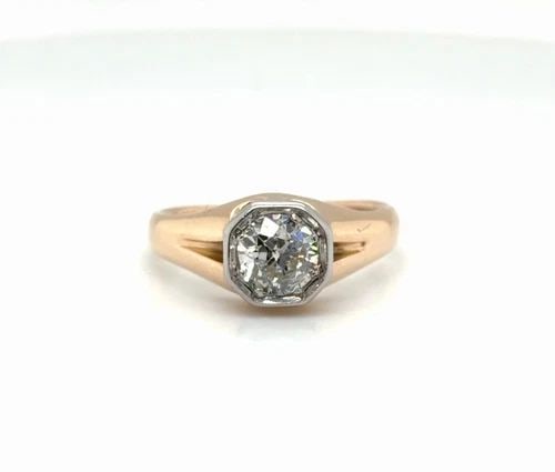 1.00CT CUSHION CUT NATURAL DIAMOND H- VS2 RING IN 14KT YELLOW GOLD AND PLATINUM: 1.00CT CUSHION CUT NATURAL DIAMOND H- VS2 RING IN 14KT YELLOW GOLD AND PLATINUM Two-Tone 1 00ct Cushion Cut Diamond and 14kt,Platinum setting Crafted in 14K Gold and the diamond is set in a platinum b