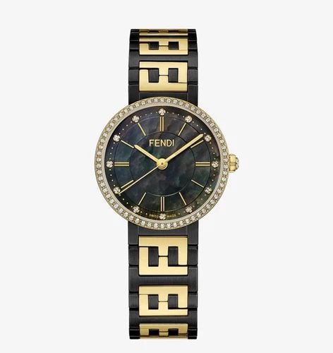FOREVER FENDI 29MM WATCH WITH FF LOGO BRACELET, BLACK MOP FACE AND DIAMONDS (1 of 2)